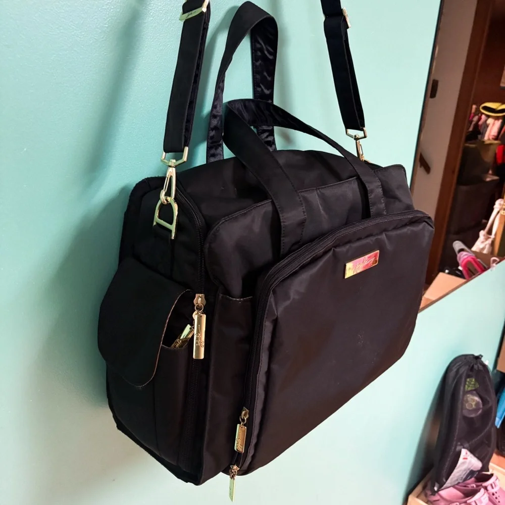 JuJuBe Classy Black Diaper Bag Gold Hardware Tote & Shoulder Bag Straps